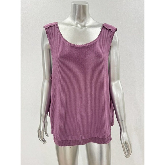 We the Free New Love Ribbed Knit Slouchy Tank Purple Large - Picture 4 of 7